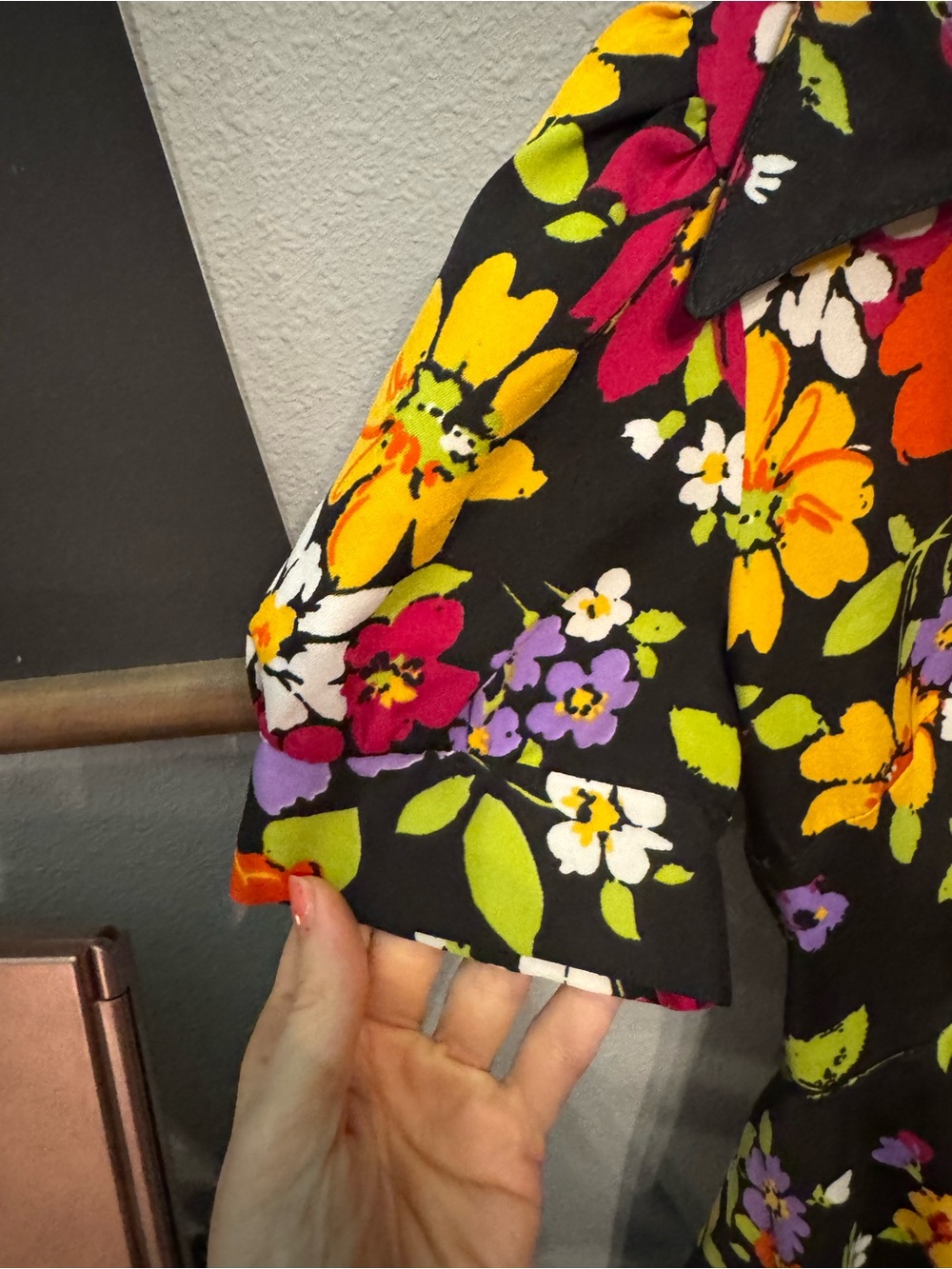 Retro Vintage Floral Button-Front Fit & Mini Flare Dress Bold 70’s Style 🌺 - Picture 14 of 14